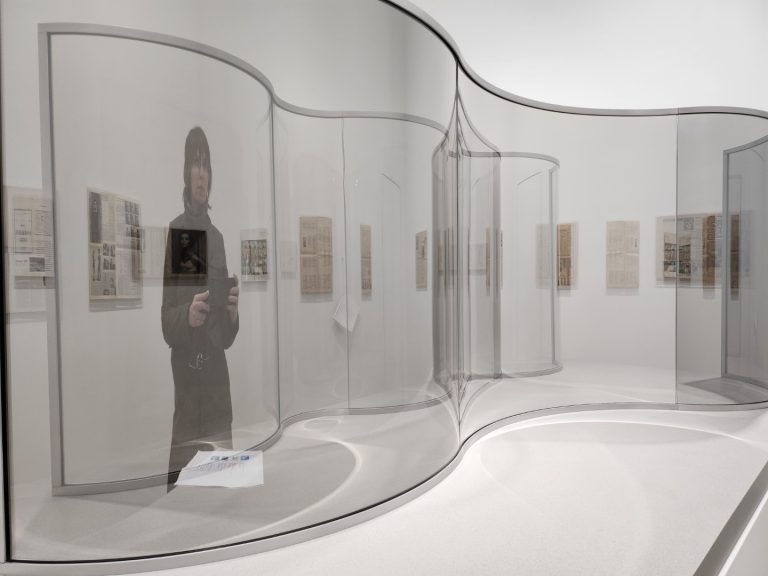 Alison's reflection in a gallery in Chelsea, NY