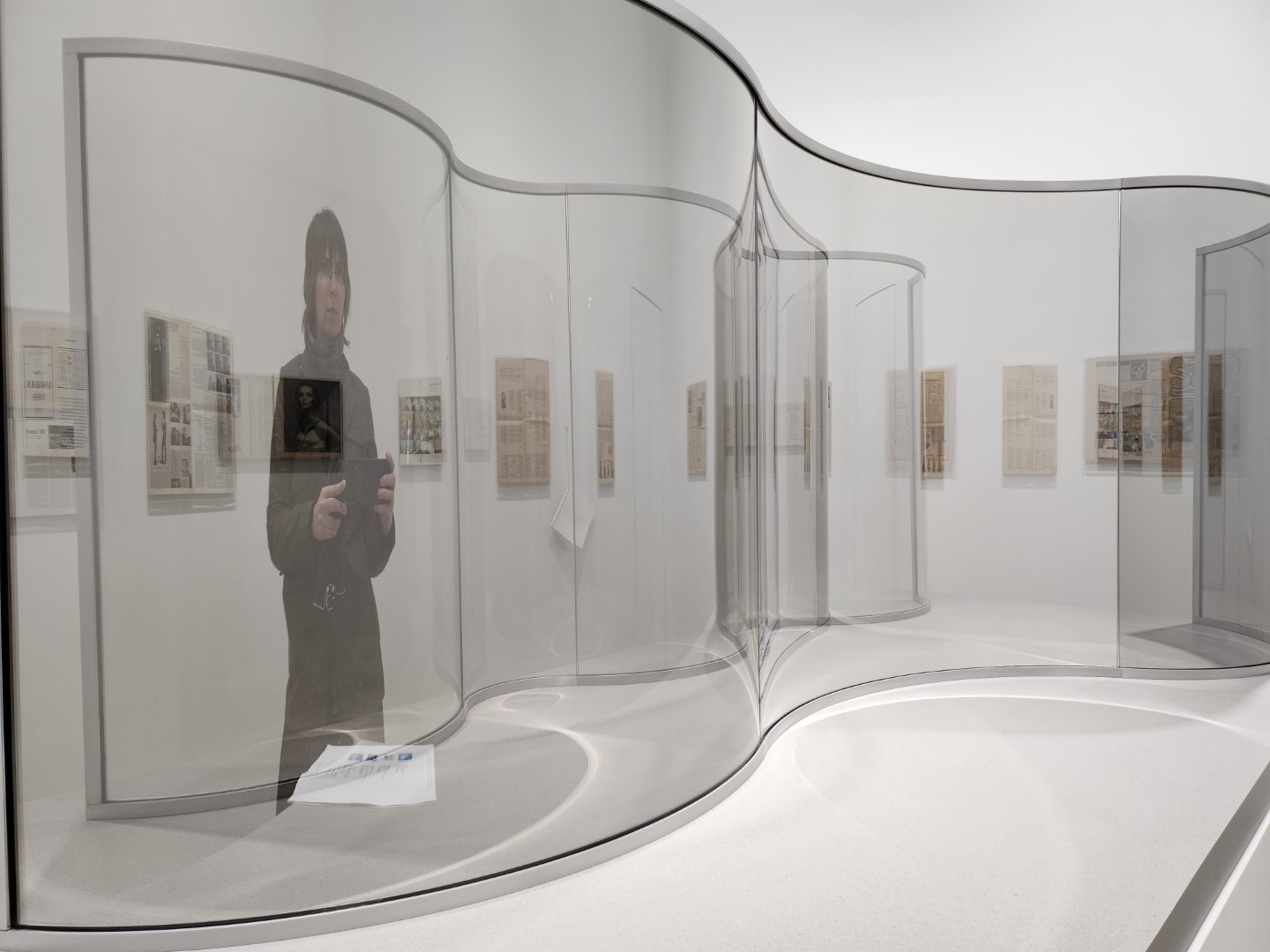Alison's reflection in a gallery in Chelsea, NY